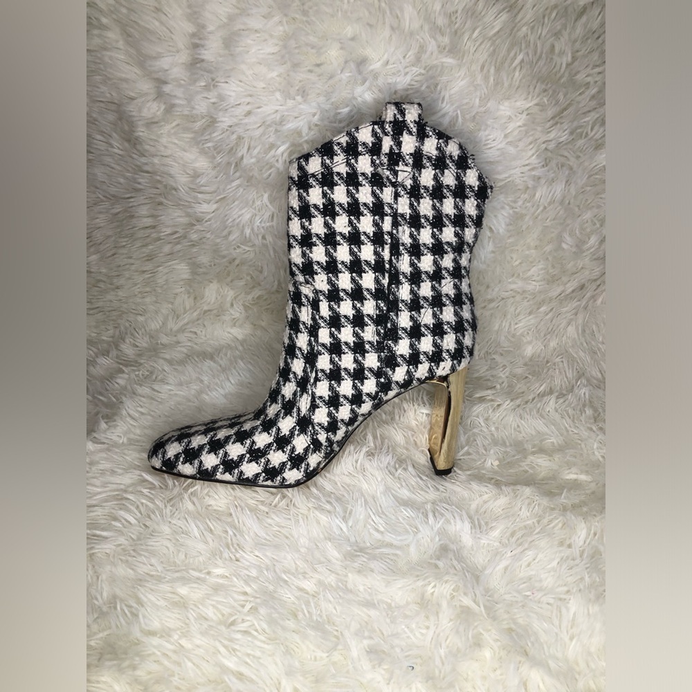 Black and White Houndstooth Women's Boots size 8.5 - Picture 9 of 16
